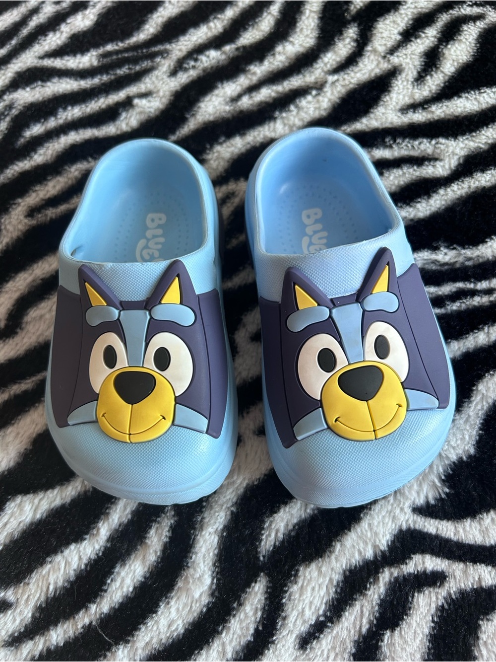 Kids Light Blue Cartoon Slip-On Shoes - Bluey Design Size 5/6 - Waterproof